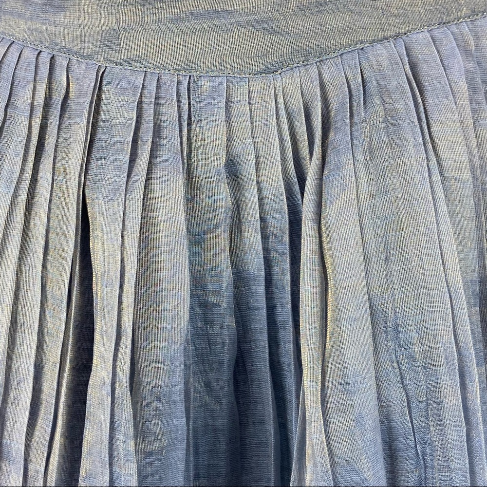 Thierry Colson Womens Tijuana Pleated Mini Skirt Blue Shimmer size Medium - Picture 3 of 9